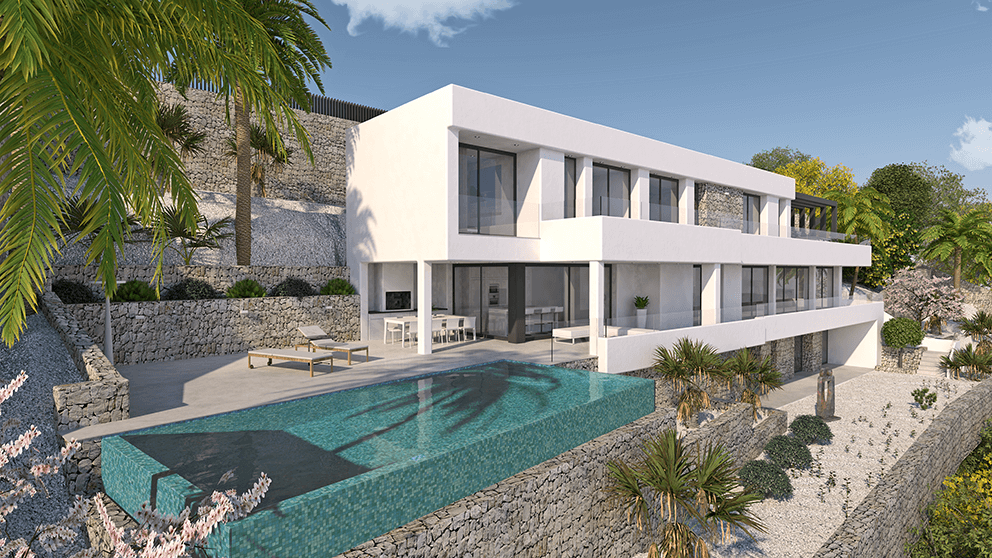 Nieuwe villa met spectaculair panorama in aanbouw